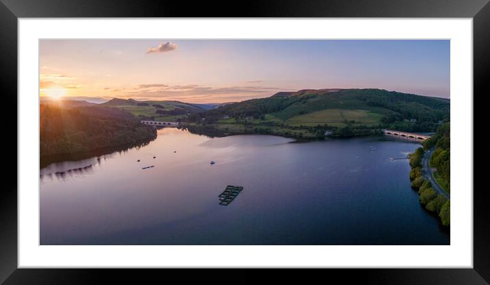 Ladybower Reservoir at Sunset Framed Mounted Print by Apollo Aerial Photography