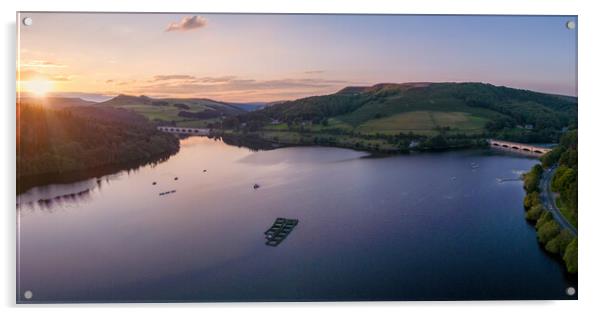Ladybower Reservoir at Sunset Acrylic by Apollo Aerial Photography