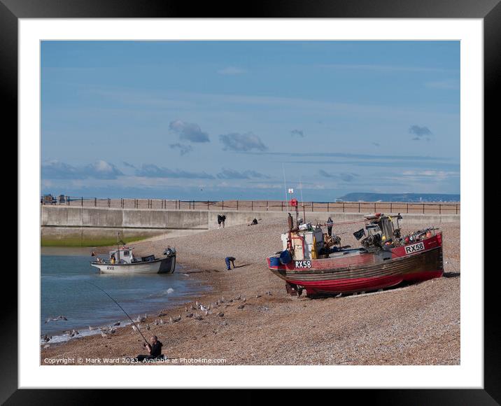The Stade Beach in Hastings. Framed Mounted Print by Mark Ward