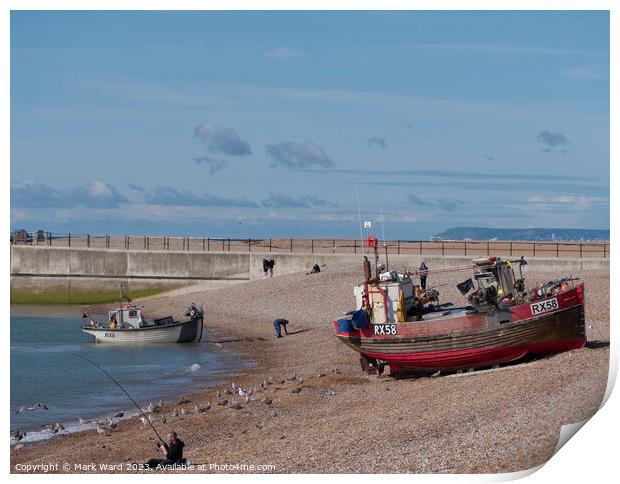 The Stade Beach in Hastings. Print by Mark Ward