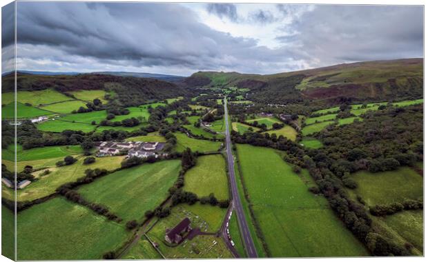 Upper Swansea valley drone view Canvas Print by Leighton Collins