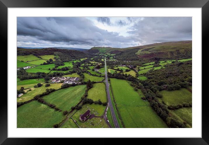 Upper Swansea valley drone view Framed Mounted Print by Leighton Collins