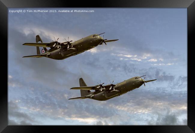Hercules' Aerial Salute: A Farewell Journey Framed Print by Tom McPherson