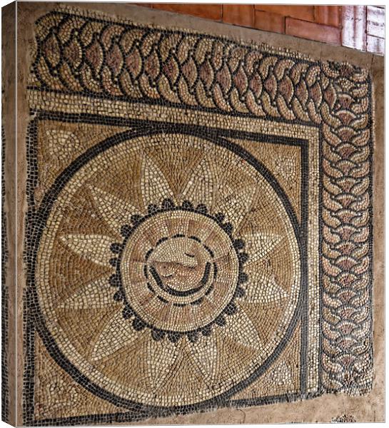 Roman mosaic floor in Italy Canvas Print by Steve Painter