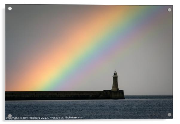 Tynemouth Pier Rainbow  Acrylic by Ray Pritchard