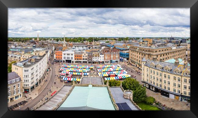 Cambridge market panorama Framed Print by Jason Wells