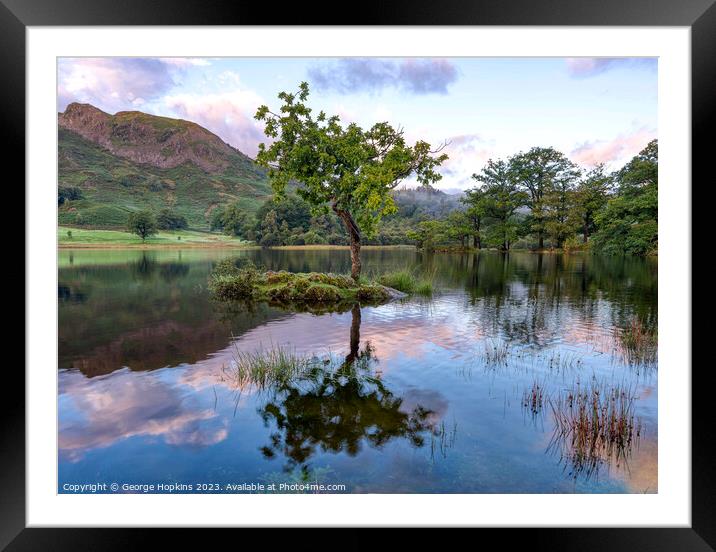 Rydal Tree at Sunrise version 2 Framed Mounted Print by George Hopkins