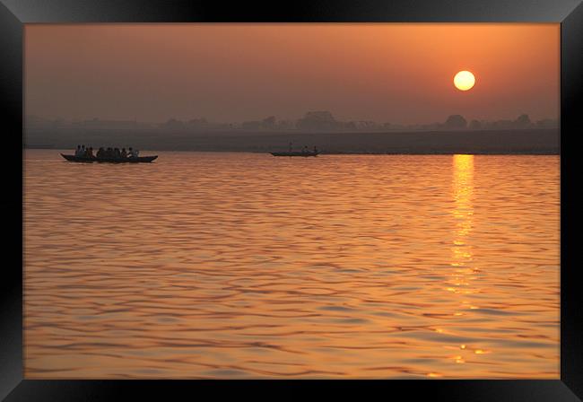 Sunrise on the Ganges Framed Print by Serena Bowles