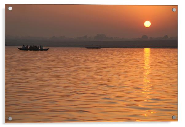 Sunrise on the Ganges Acrylic by Serena Bowles