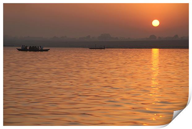 Sunrise on the Ganges Print by Serena Bowles