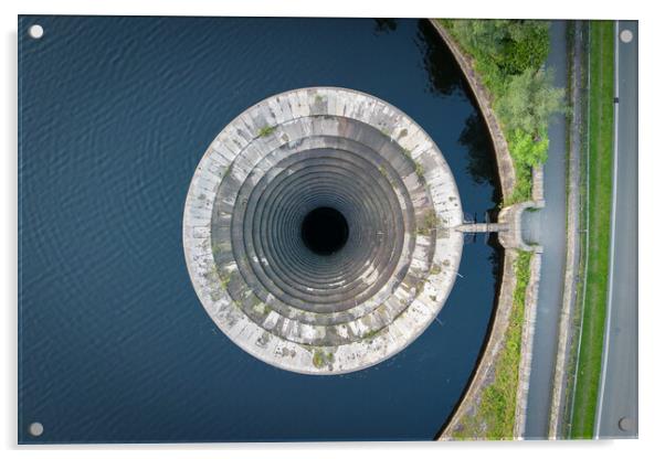 Ladybower Plug Hole Acrylic by Apollo Aerial Photography