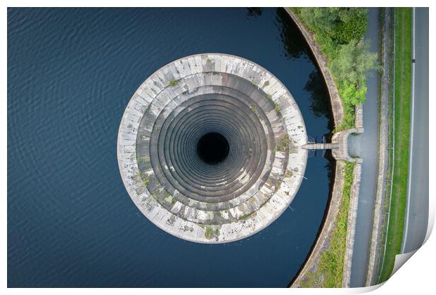 Ladybower Plug Hole Print by Apollo Aerial Photography