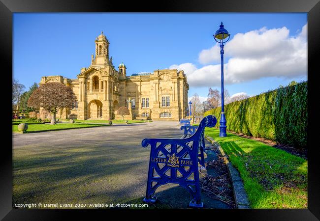 Cartright Hall and Bench Framed Print by Darrell Evans