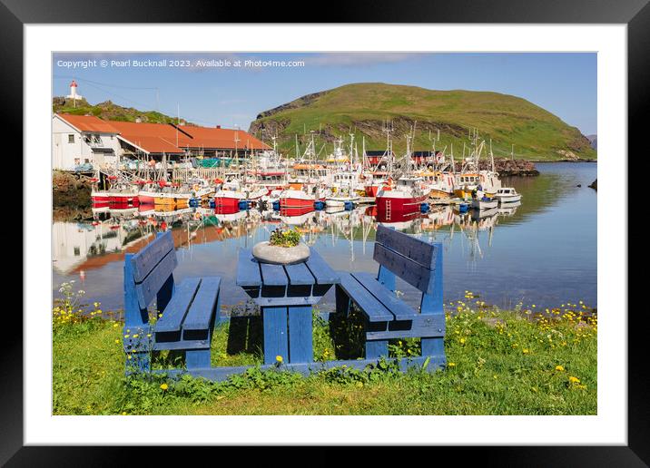 Fishing Boats in Harbour Norway Framed Mounted Print by Pearl Bucknall