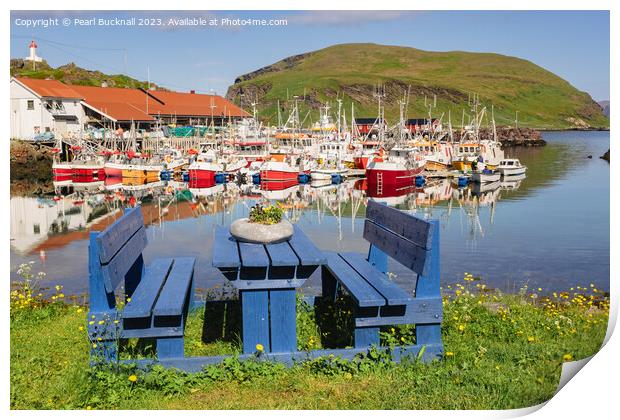 Fishing Boats in Harbour Norway Print by Pearl Bucknall