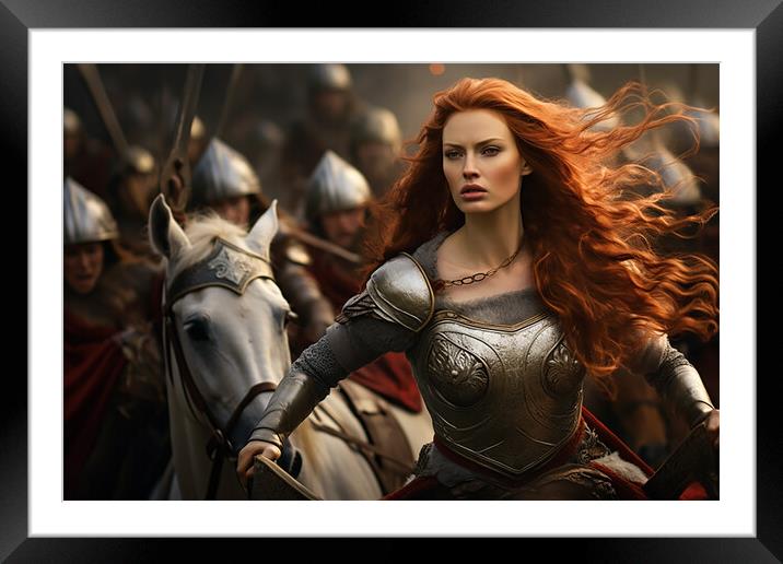 Boudicca Warrior Queen  Framed Mounted Print by CC Designs