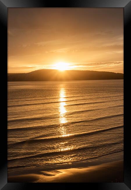 Compton Bay Sunset Framed Print by Graham Custance