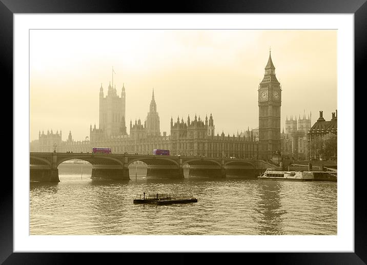 Misty Houses of Parliament Framed Mounted Print by David French
