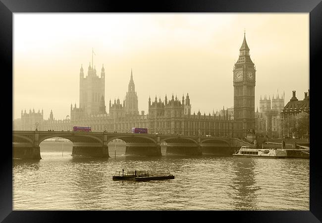Misty Houses of Parliament Framed Print by David French
