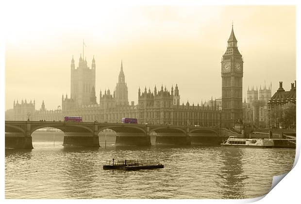 Misty Houses of Parliament Print by David French