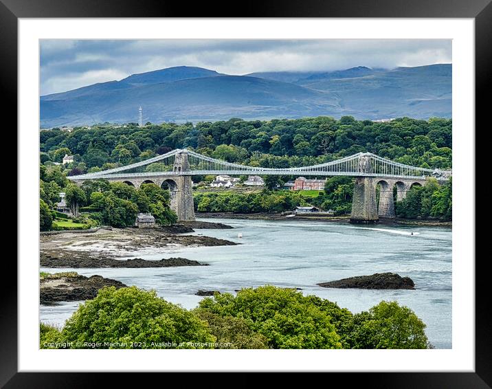 Crossing the Iconic Menai Bridge Anglesey Framed Mounted Print by Roger Mechan