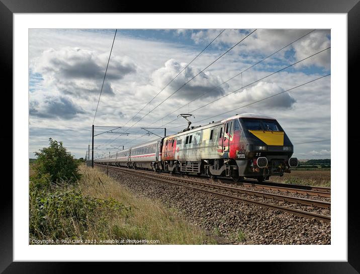 LNER 91111 at speed Framed Mounted Print by Paul Clark
