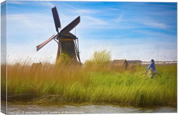 Springtime Charm in Kinderdijk - CR2305-9242-OIL Canvas Print by Jordi Carrio