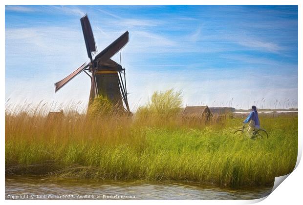 Springtime Charm in Kinderdijk - CR2305-9242-OIL Print by Jordi Carrio