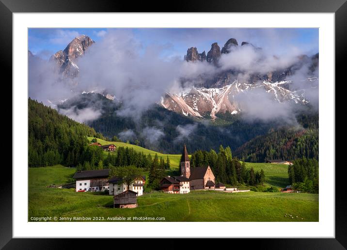 Santa Maddalena - Valley Val di Funes - Dolomites - Italy Framed Mounted Print by Jenny Rainbow