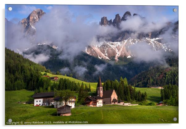 Santa Maddalena - Valley Val di Funes - Dolomites - Italy Acrylic by Jenny Rainbow