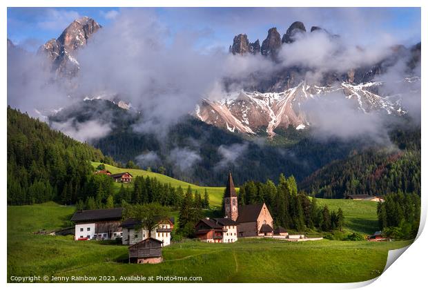 Santa Maddalena - Valley Val di Funes - Dolomites - Italy Print by Jenny Rainbow