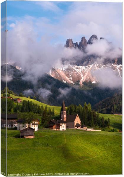 Santa Maddalena - Valley Val di Funes - Dolomites - Italy 8 Canvas Print by Jenny Rainbow