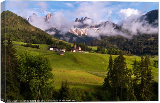 Santa Maddalena - Valley Val di Funes - Dolomites - Italy 10 Canvas Print by Jenny Rainbow