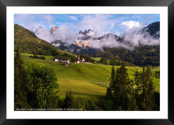 Santa Maddalena - Valley Val di Funes - Dolomites - Italy 10 Framed Mounted Print by Jenny Rainbow