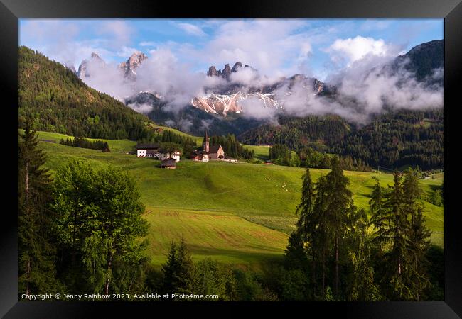 Santa Maddalena - Valley Val di Funes - Dolomites - Italy 10 Framed Print by Jenny Rainbow