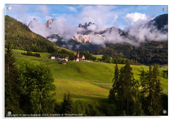 Santa Maddalena - Valley Val di Funes - Dolomites - Italy 10 Acrylic by Jenny Rainbow