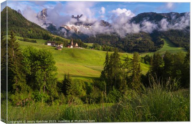 Santa Maddalena - Valley Val di Funes - Dolomites - Italy 9 Canvas Print by Jenny Rainbow