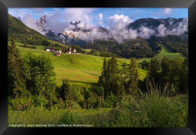 Santa Maddalena - Valley Val di Funes - Dolomites - Italy 9 Framed Print by Jenny Rainbow