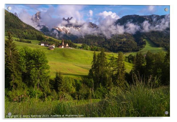 Santa Maddalena - Valley Val di Funes - Dolomites - Italy 9 Acrylic by Jenny Rainbow