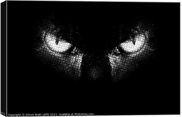 Evil cat eyes half tone BW Canvas Print by Simon Bratt LRPS