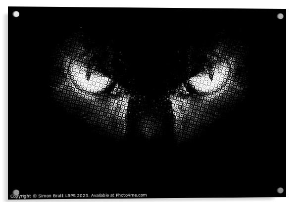 Evil cat eyes half tone BW Acrylic by Simon Bratt LRPS