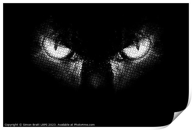 Evil cat eyes half tone BW Print by Simon Bratt LRPS