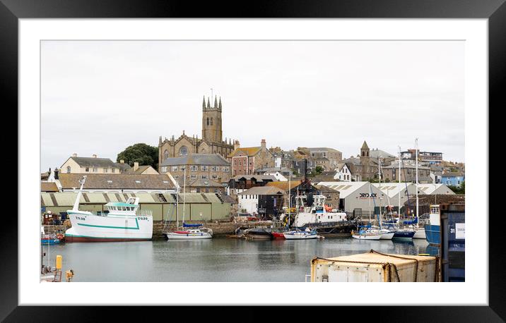 Newlyn harbour Penzance Cornwall Framed Mounted Print by kathy white