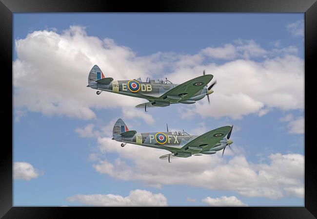 2 Spitfire Planes Framed Print by Paul Mitchell