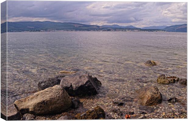Rocky beach in Inverclyde and Dunoon Canvas Print by Allan Durward Photography