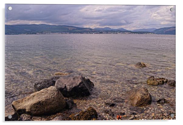 Rocky beach in Inverclyde and Dunoon Acrylic by Allan Durward Photography