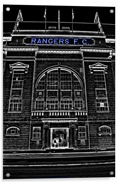 Ibrox stadium frontage (Abstract)  Acrylic by Allan Durward Photography