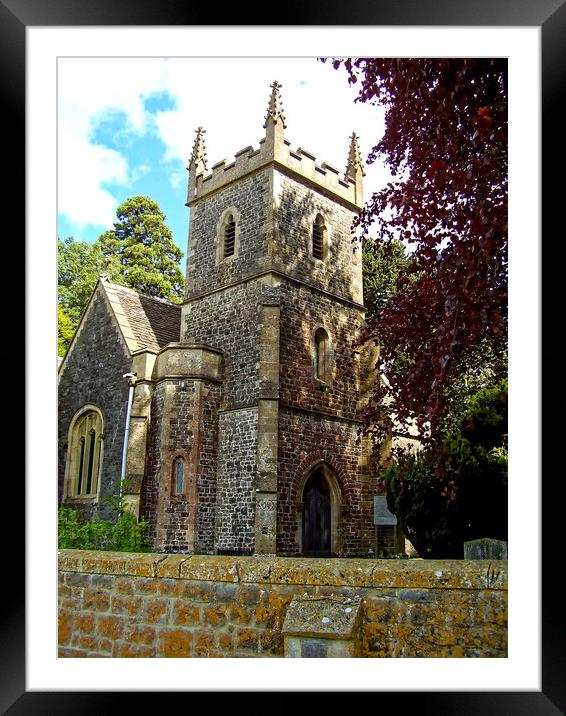 Saint Adeline church in the Cotswold village of Little Sodbury Framed Mounted Print by Steve Painter