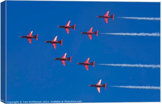 Red Arrows in Formation Canvas Print by Tom McPherson