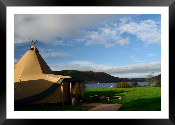 A tepee in a field by Lake Ullswater in the English Lake District Framed Mounted Print by Peter Wiseman